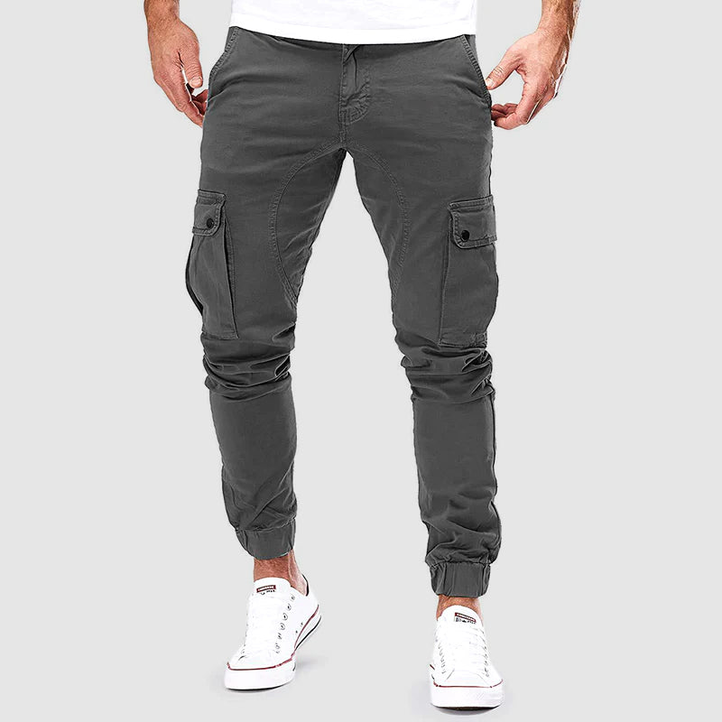 Men's Tactical Slim-Fit Trousers Multi-Pocket Design Versatile Everyday Wear