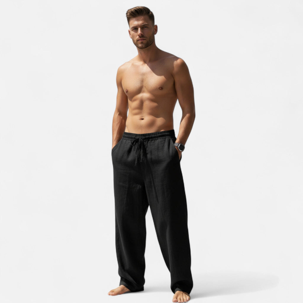 Men's Relaxed Drawstring Linen Trousers