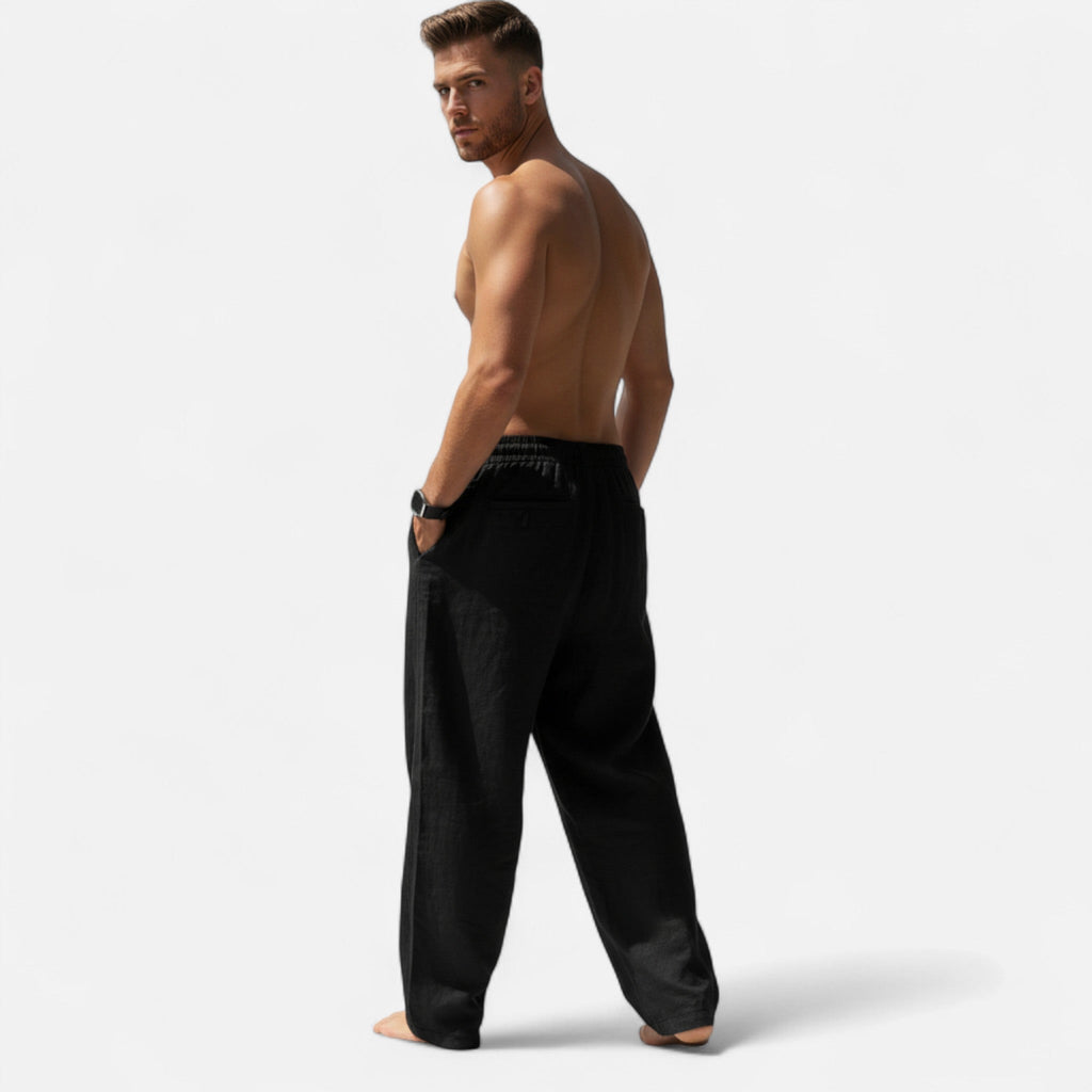Men's Relaxed Drawstring Linen Trousers