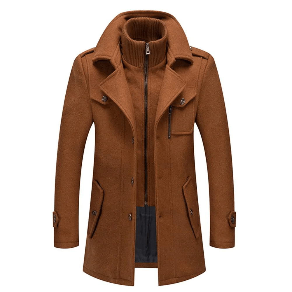 Men's Padded Winter Coat Layered Collar Front Zip Casual Outdoor