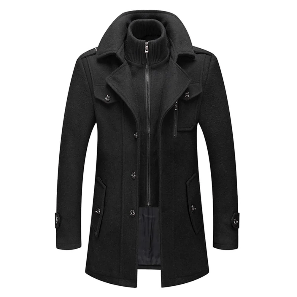 Men's Padded Winter Coat Layered Collar Front Zip Casual Outdoor