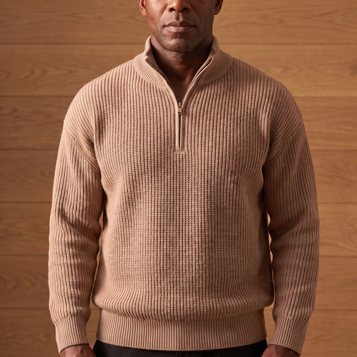 Men's Heavy Rib Knit Sweater Relaxed Fit Long Sleeve Crew Neck Casual Wear