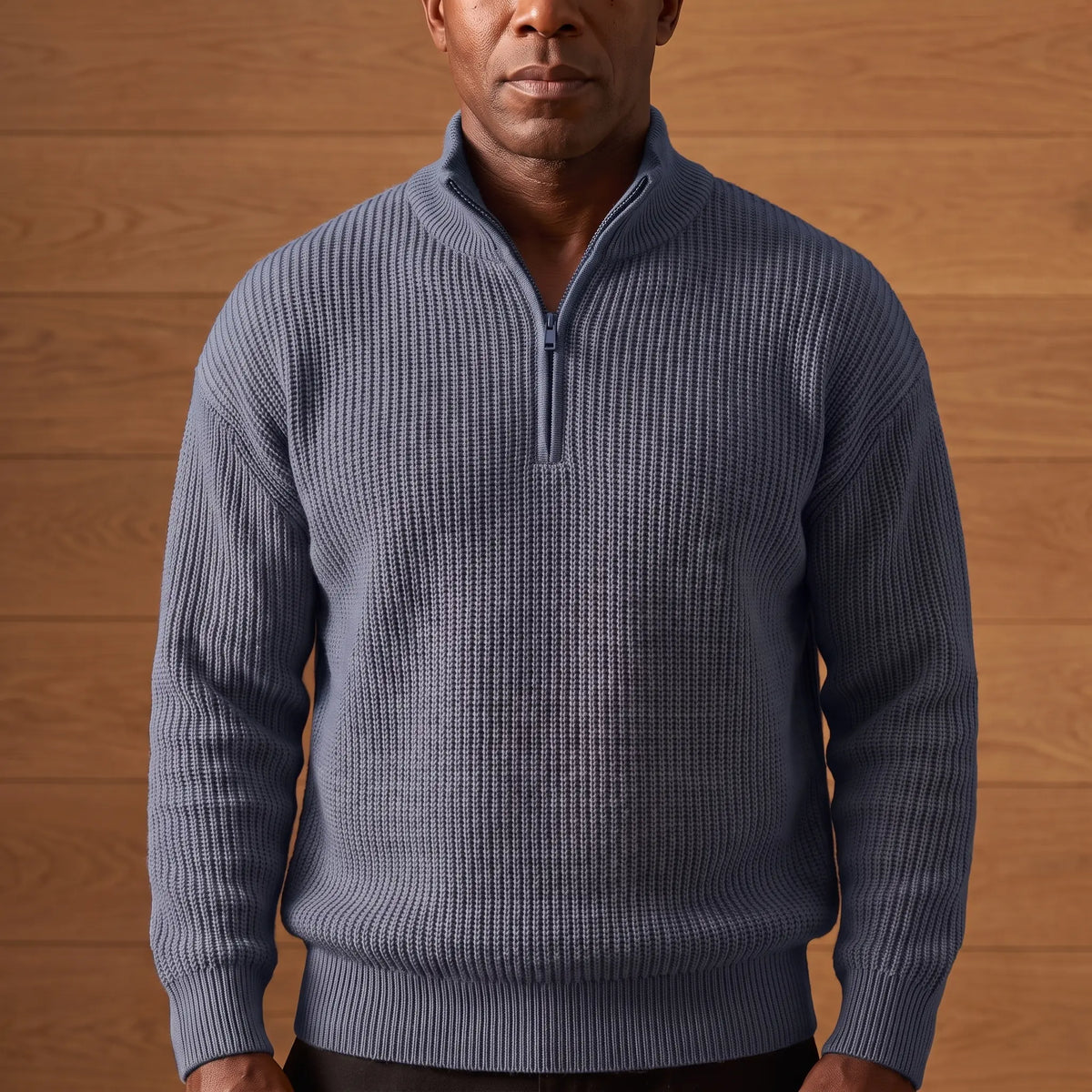 Men's Heavy Rib Knit Sweater Relaxed Fit Long Sleeve Crew Neck Casual Wear