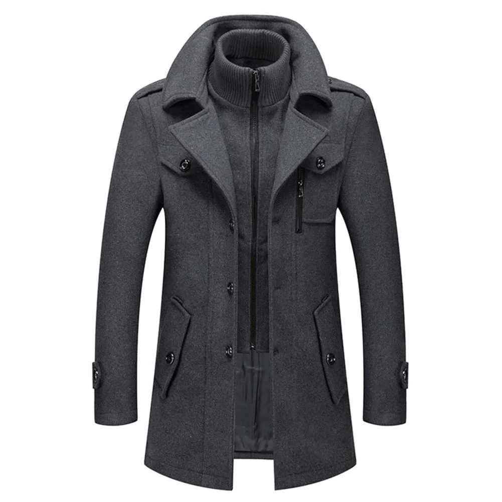 Men's Padded Winter Coat Layered Collar Front Zip Casual Outdoor