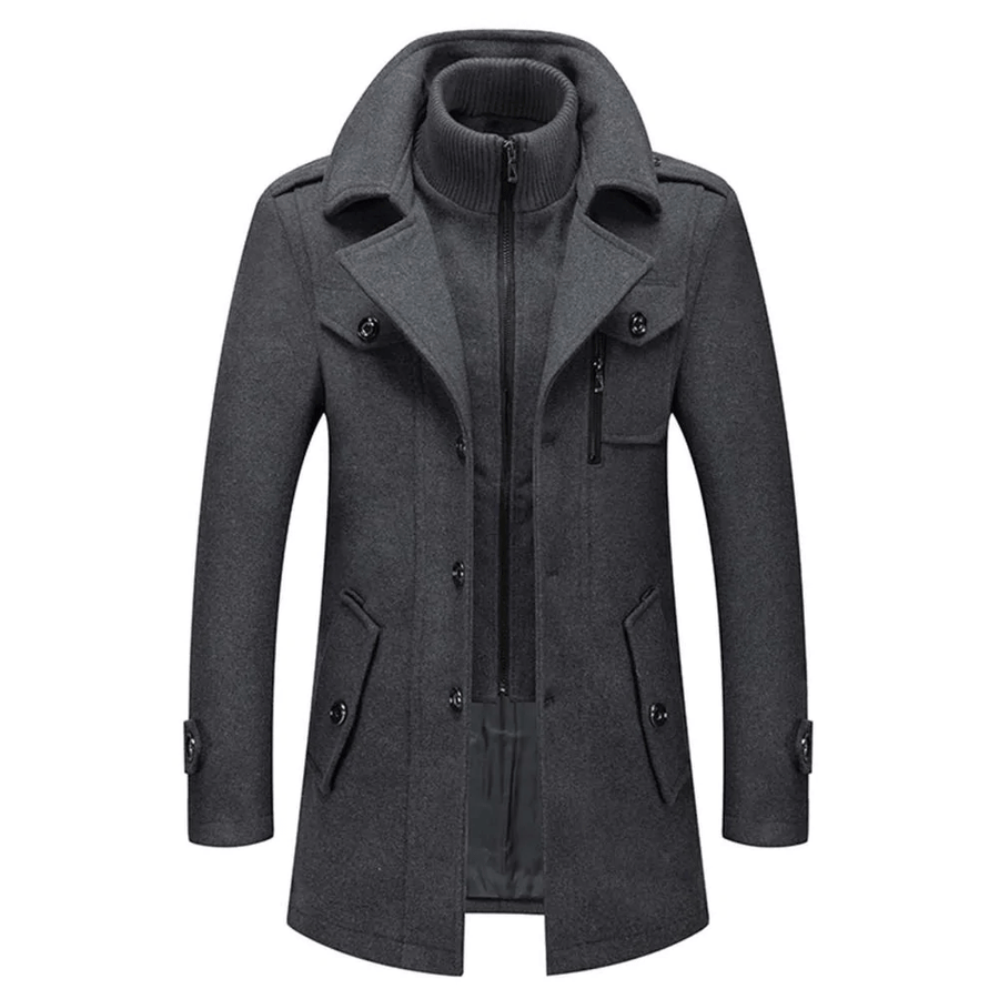 Men's Padded Winter Coat Layered Collar Front Zip Casual Outdoor