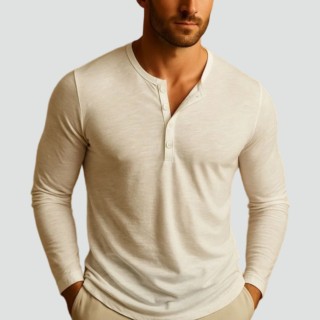 Men's Casual Long Sleeve Henley Shirt | Stylish