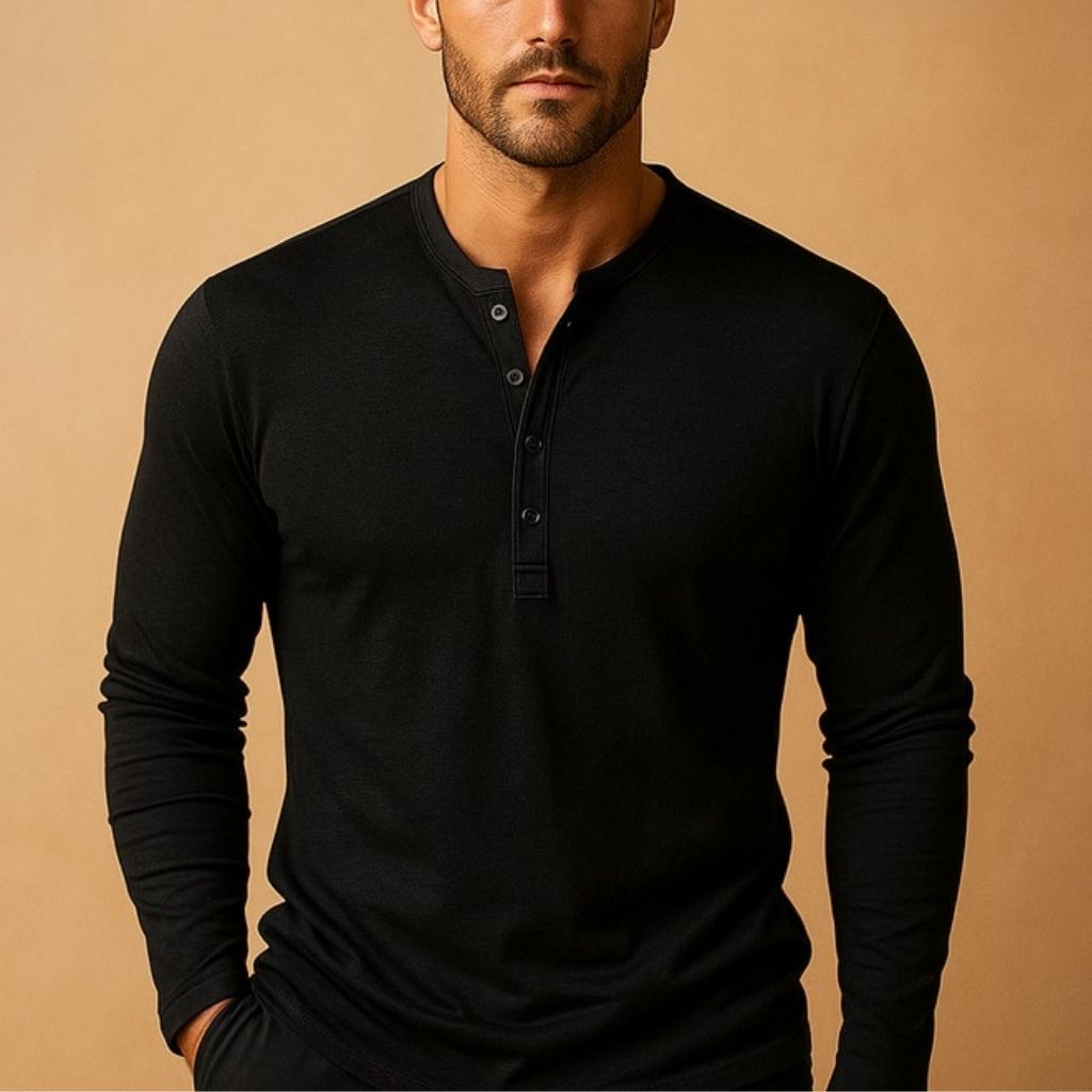 Men's Casual Long Sleeve Henley Shirt | Stylish