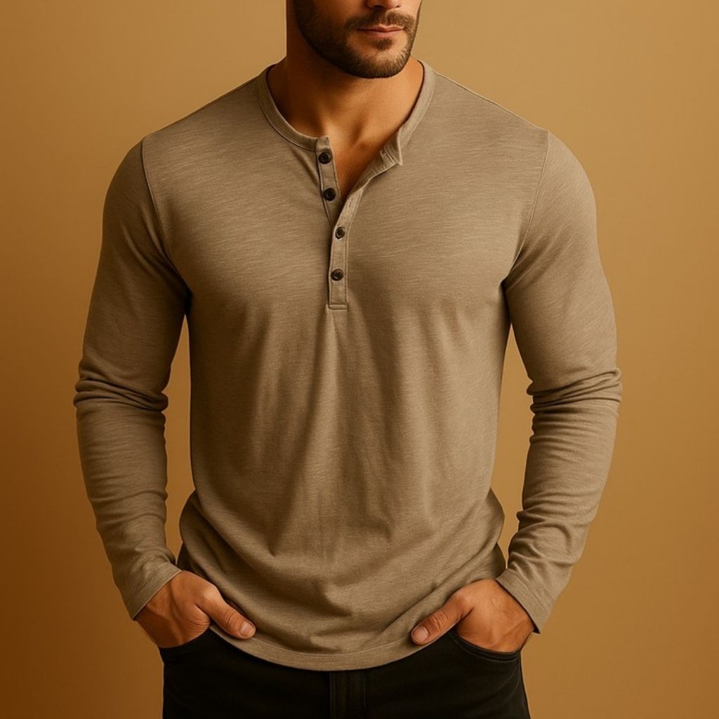 Men's Casual Long Sleeve Henley Shirt | Stylish