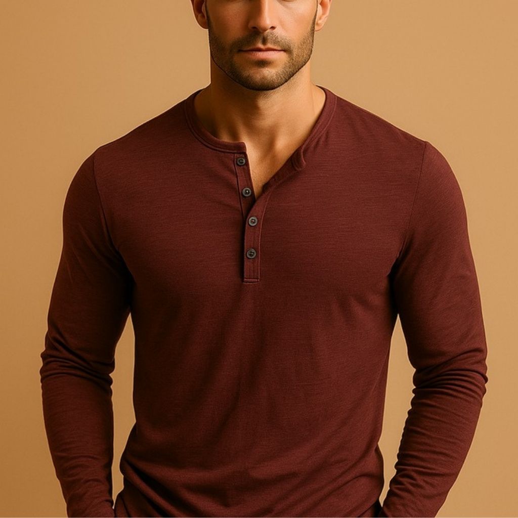 Men's Casual Long Sleeve Henley Shirt | Stylish