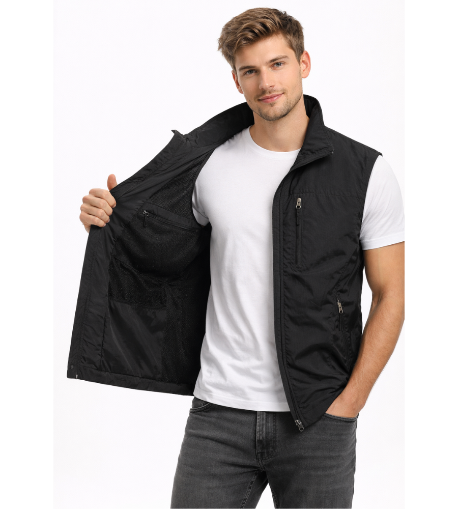 Men's Stylish Outdoor Vest | Zippered with Stand-Up Collar