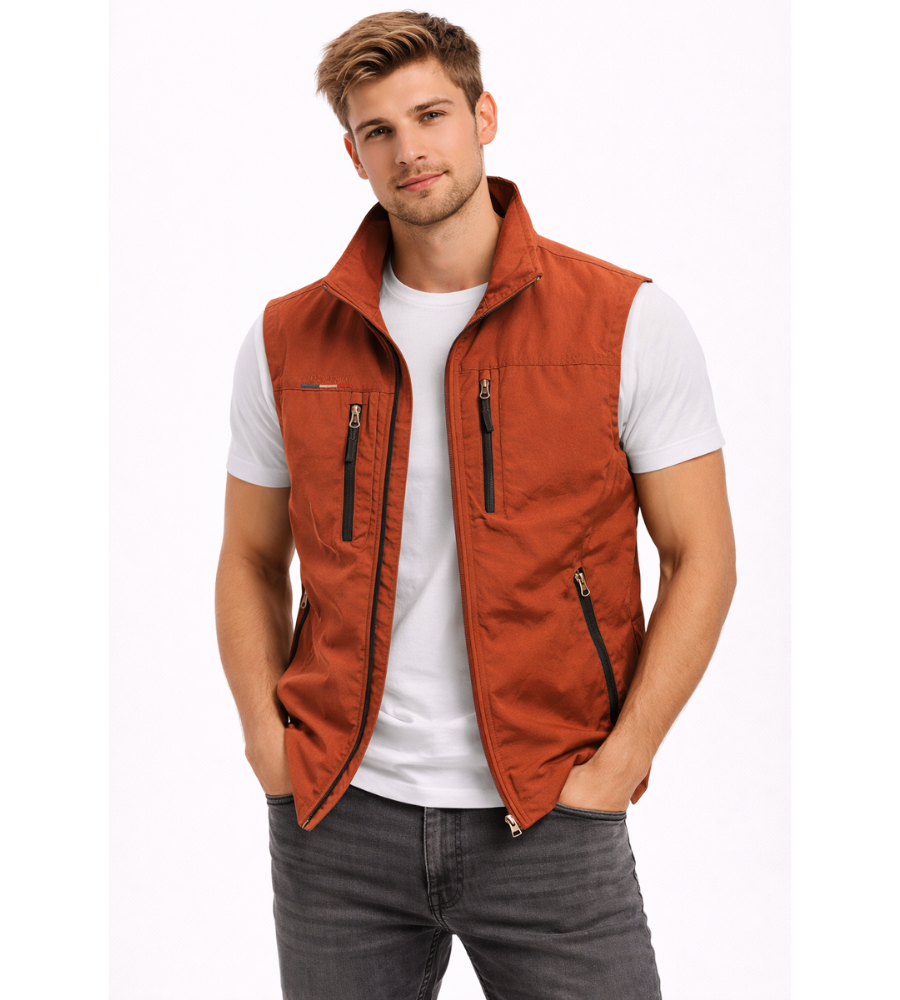 Men's Stylish Outdoor Vest | Zippered with Stand-Up Collar