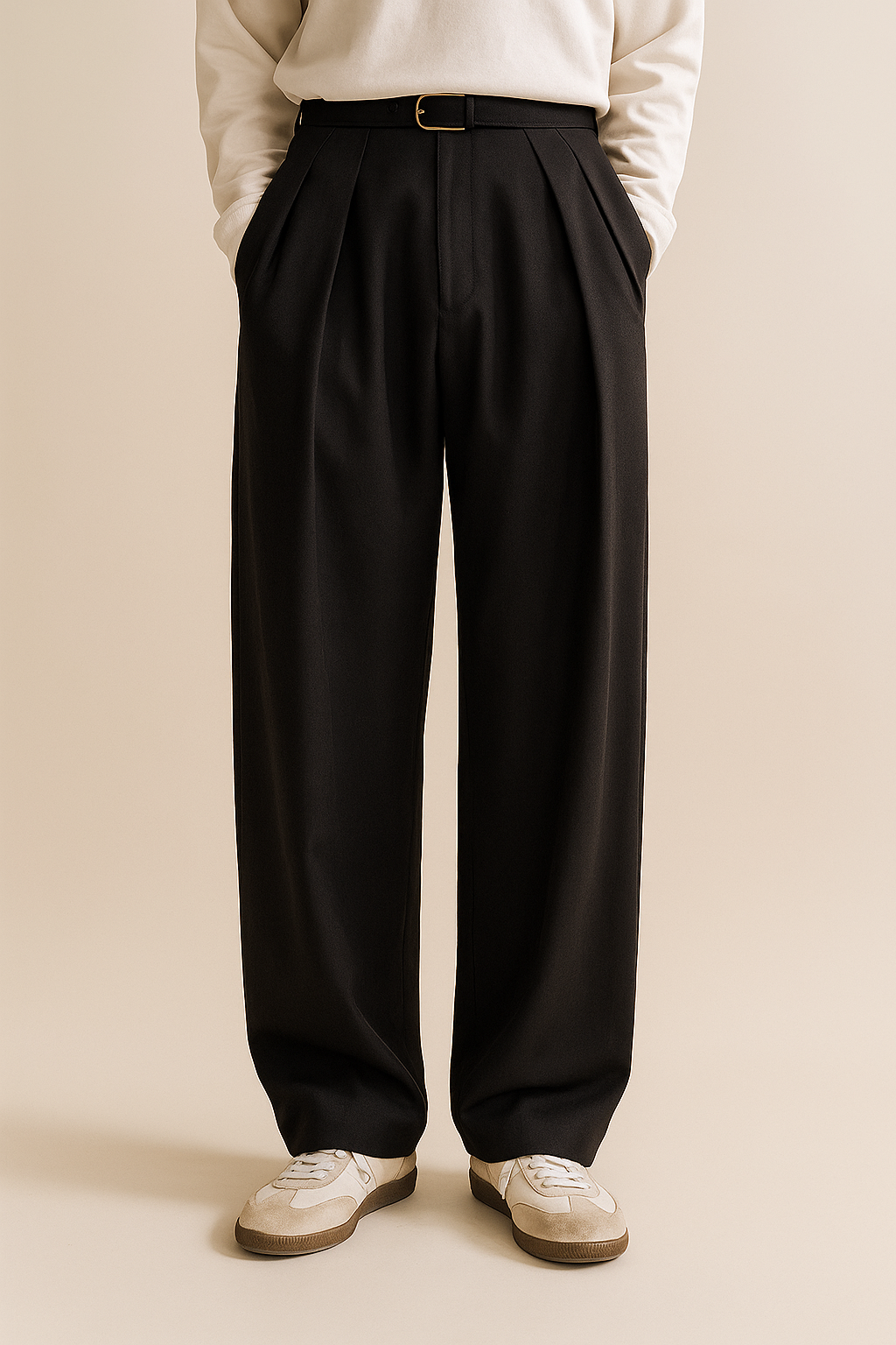 Men's Wide Leg Trousers High Waist Pleated Flowy Tailored Smart-Casual Office Everyday Relaxed Versatile Rutledge