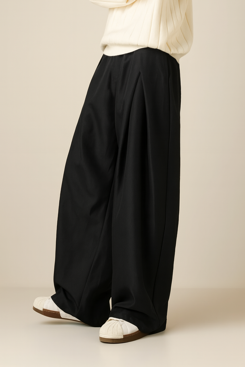 Men's Wide Leg Trousers High Waist Pleated Flowy Tailored Smart-Casual Office Everyday Relaxed Versatile Rutledge