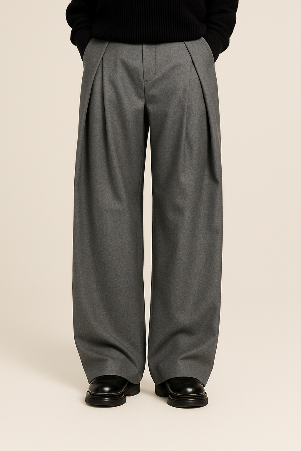 Men's Wide Leg Trousers High Waist Pleated Flowy Tailored Smart-Casual Office Everyday Relaxed Versatile Rutledge