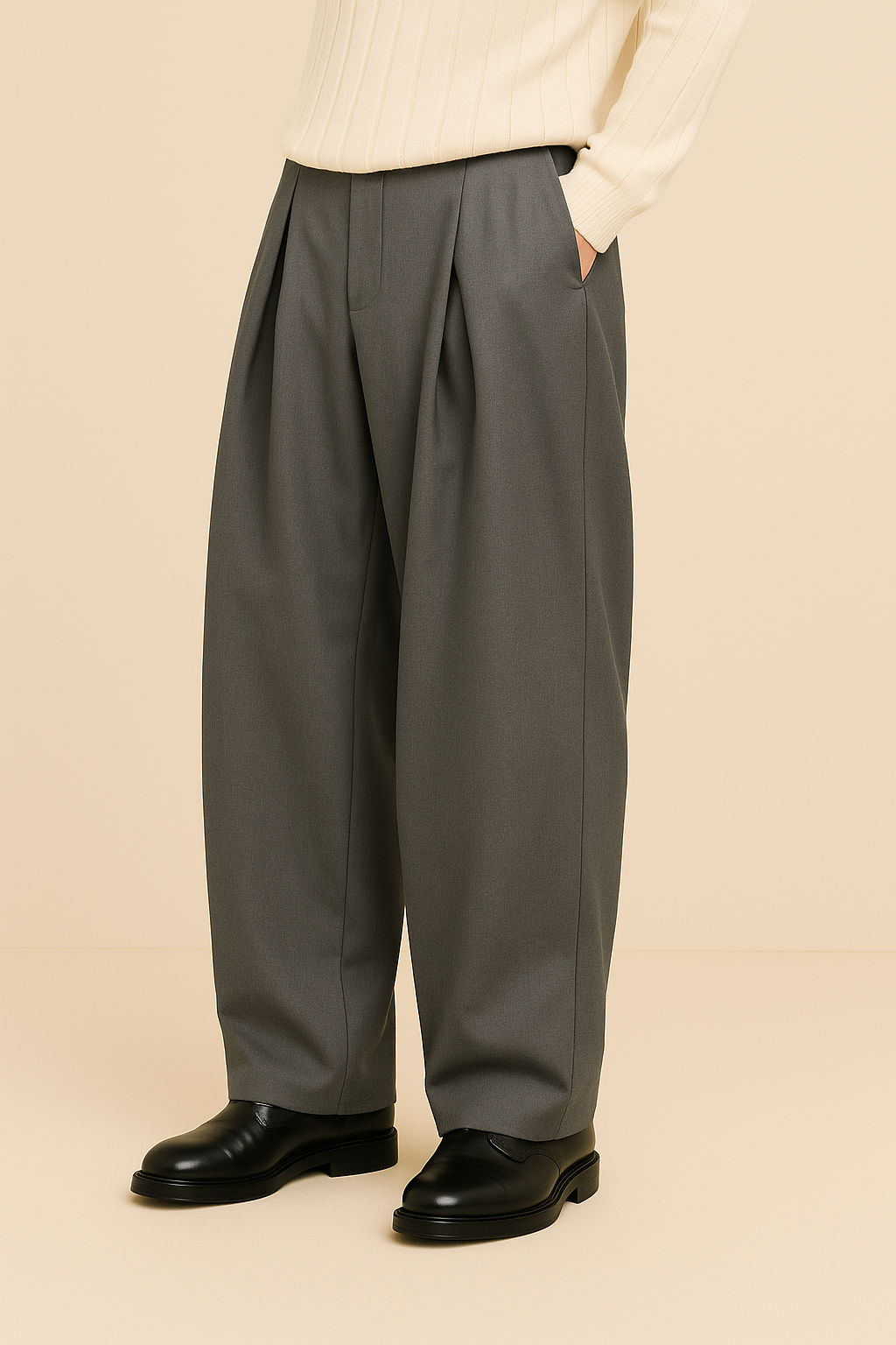 Men's Wide Leg Trousers High Waist Pleated Flowy Tailored Smart-Casual Office Everyday Relaxed Versatile Rutledge