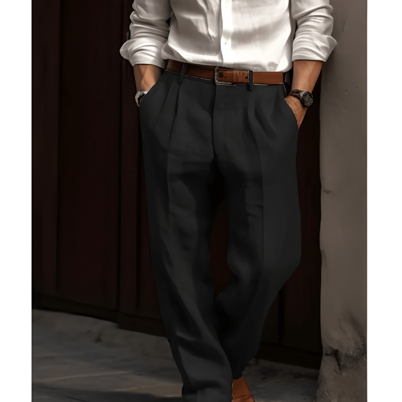 Men's Classic Pleated Front Trousers | Straight Leg