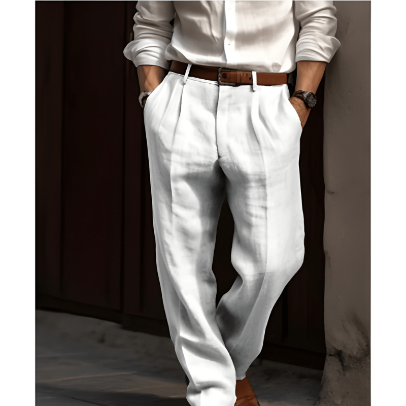 Men's Classic Pleated Front Trousers | Straight Leg