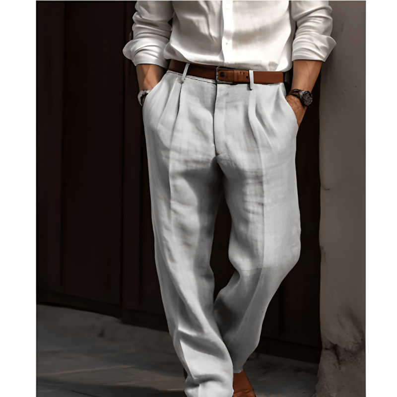 Men's Classic Pleated Front Trousers | Straight Leg