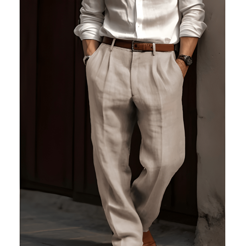 Men's Classic Pleated Front Trousers | Straight Leg