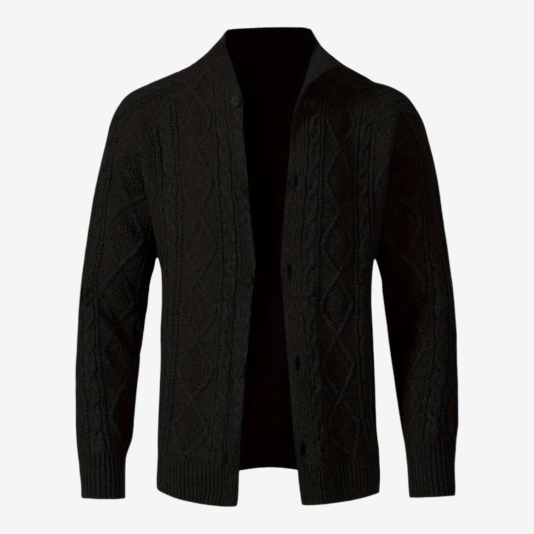 Men's Cable Knit Cardigan Button Closure Long Sleeve Cozy Autumn Winter