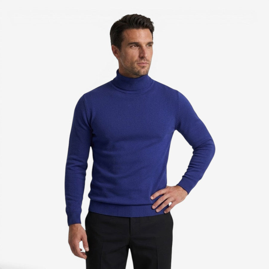 Men's Classic Knit Roll-Neck Jumper Relaxed Fit Long Sleeve Smart Casual