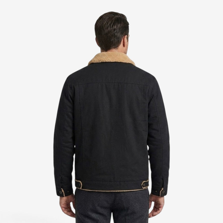 Men's Classic Fleece Jacket Lapel Collar Winter Layering Casual Outerwear