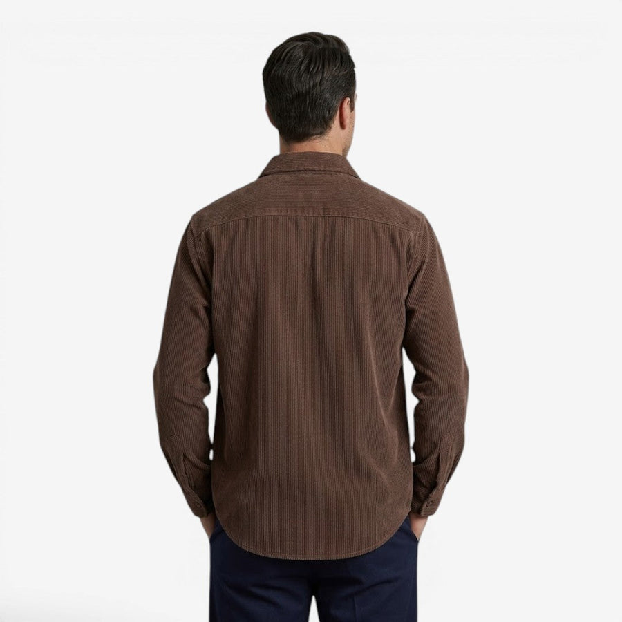 Men's Heavy Corduroy Shirt Long Sleeve Button-Up Relaxed Fit Casual Wear