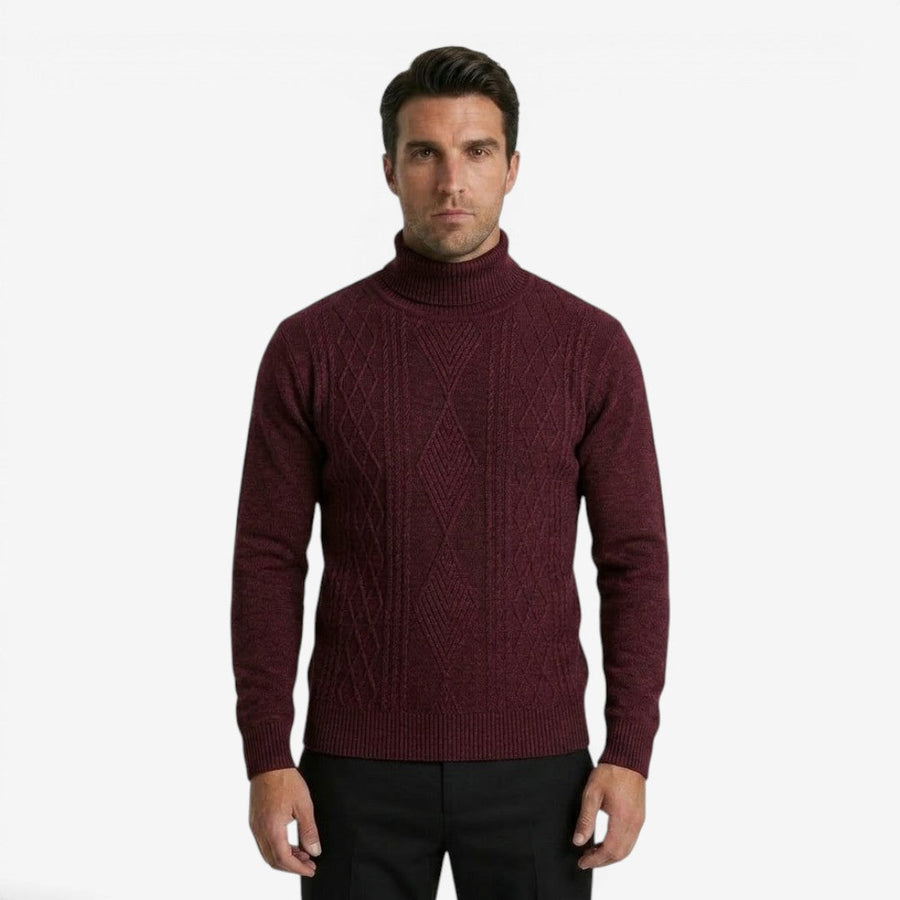 Men's Textured Knit Roll-Neck Jumper Relaxed Fit Long Sleeve Casual Everyday