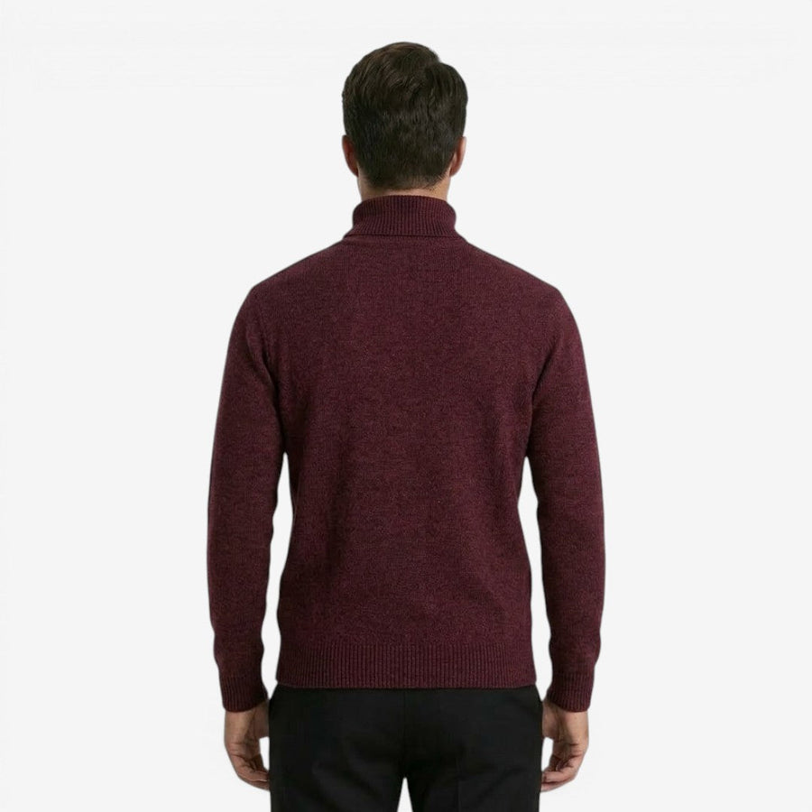 Men's Textured Knit Roll-Neck Jumper Relaxed Fit Long Sleeve Casual Everyday