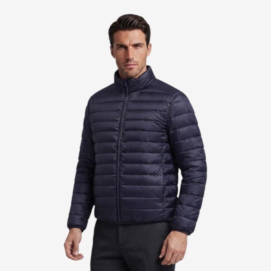 Men's Slim Fit Puffer Jacket Warm Zip-Up Casual Layering Outerwear