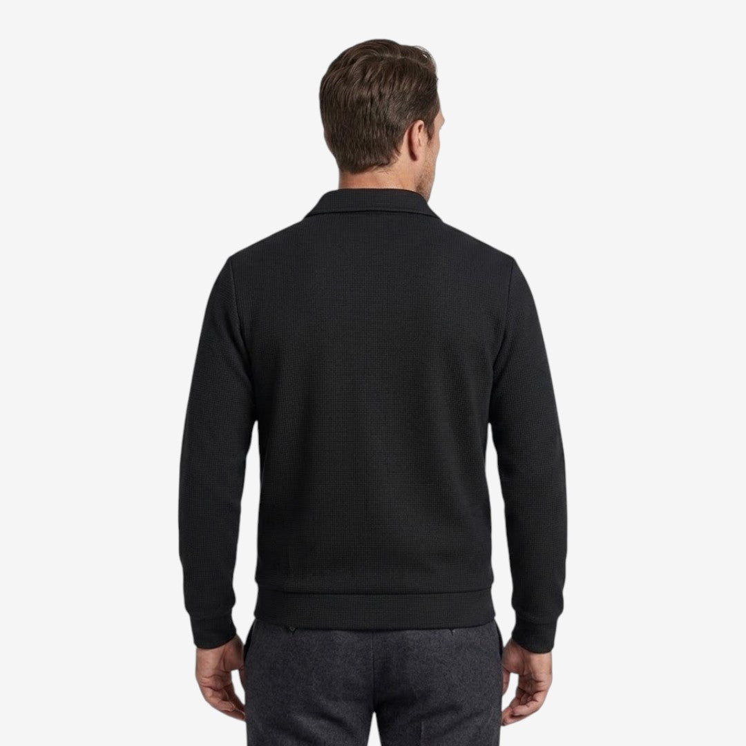 Men's Waffle Jacket Full Zip Collared Casual Everyday Layering