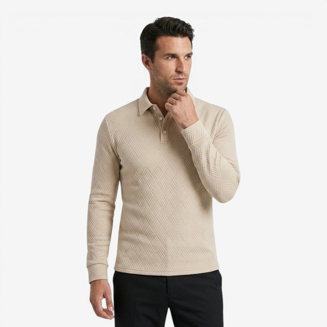 Men's Long Sleeve Polo Shirt Collared Casual Office Wear Stylish Everyday