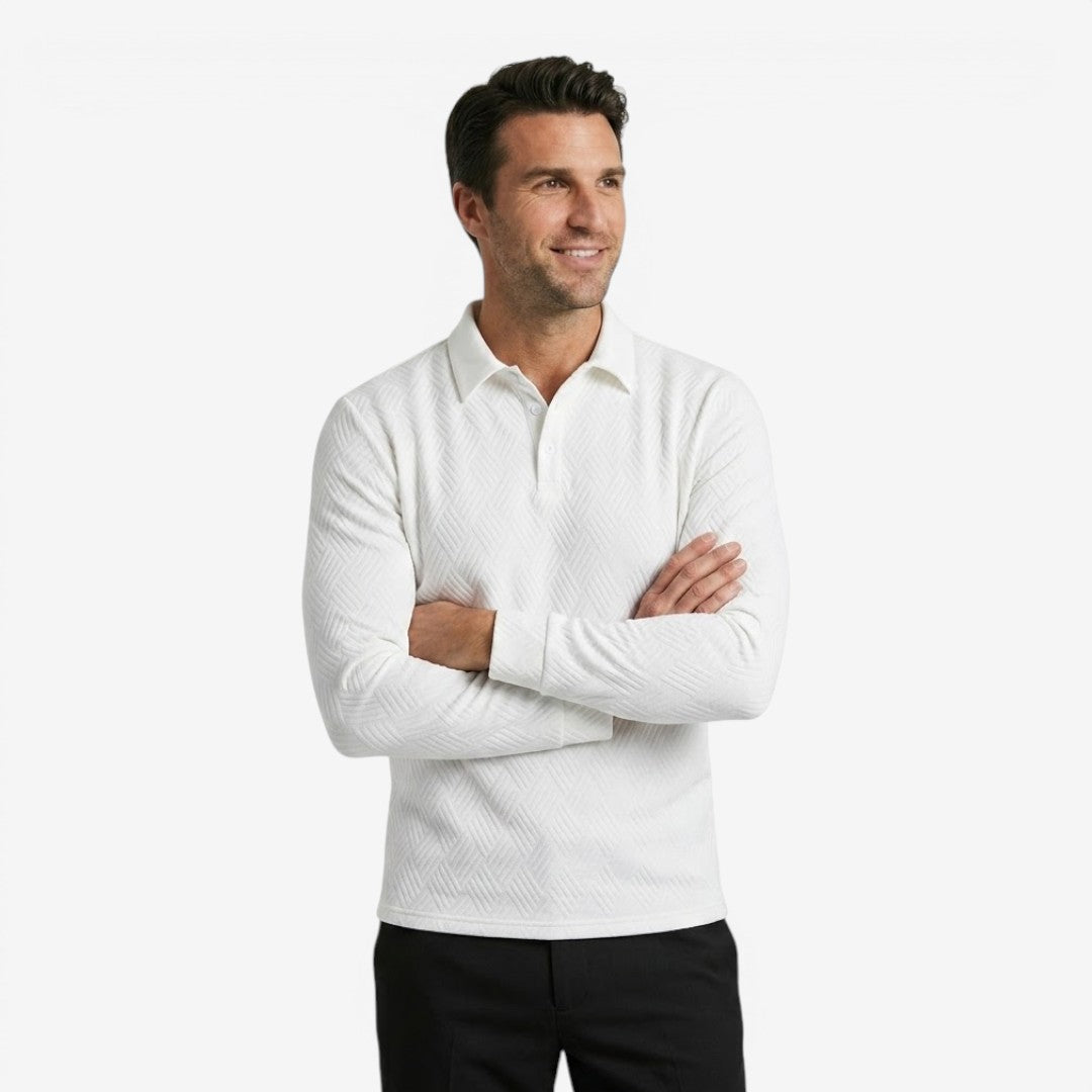 Men's Long Sleeve Polo Shirt Collared Casual Office Wear Stylish Everyday