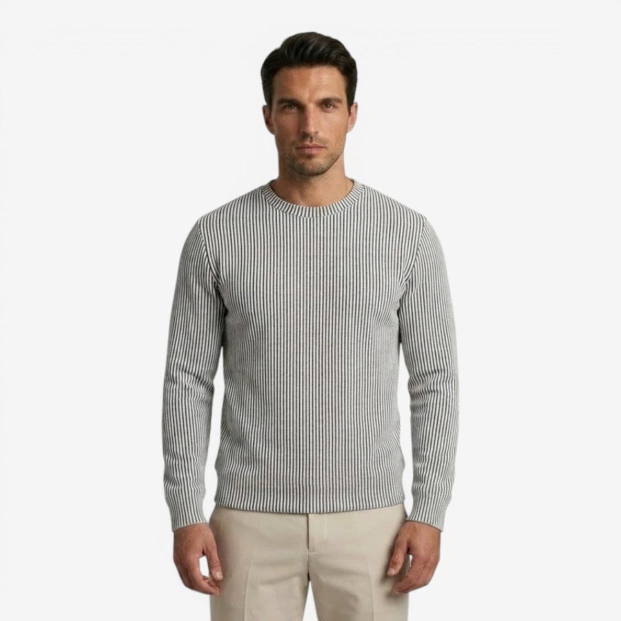 Men's Striped Knit Jumper Crew-Neck Regular Fit Casual Everyday Wear