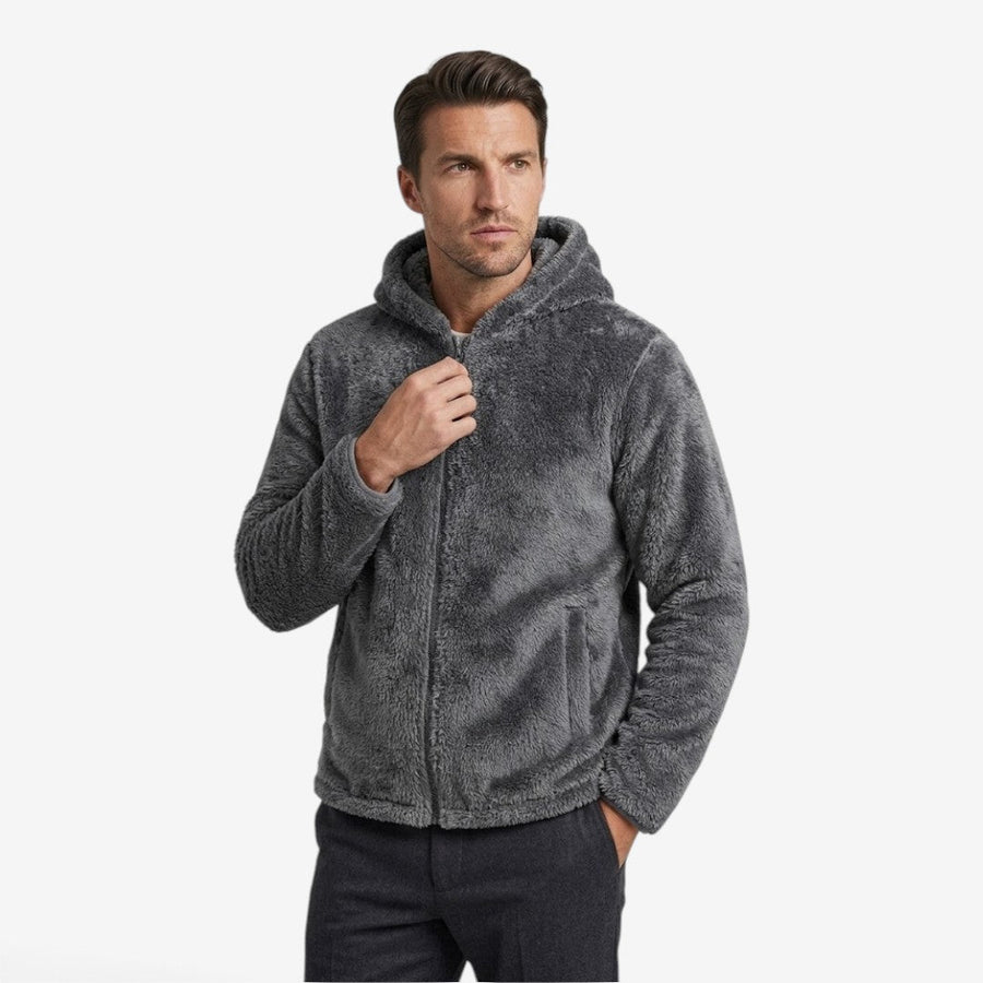Men's Hooded Zip-Up Jacket Warm Winter Coat Casual Everyday Outerwear
