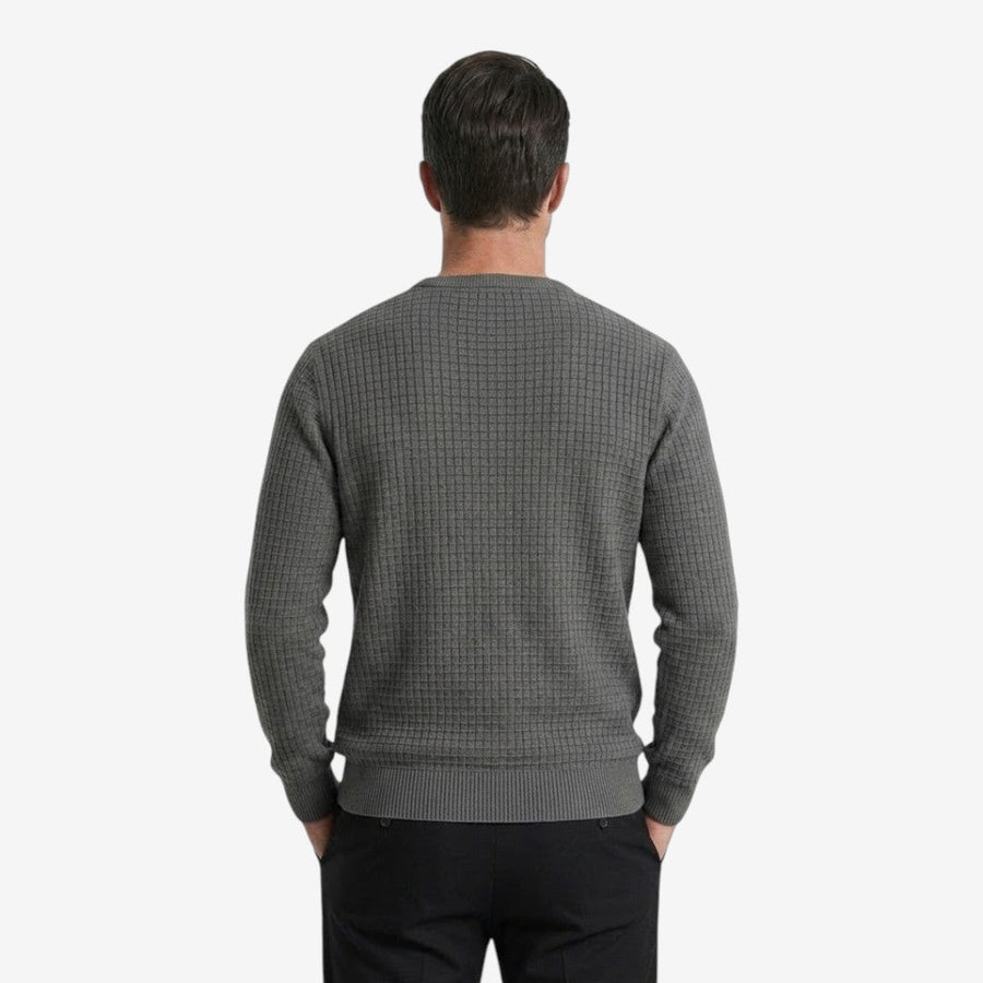 Men's Textured Knit Jumper Classic Fit Crew Neck Casual Everyday Wear
