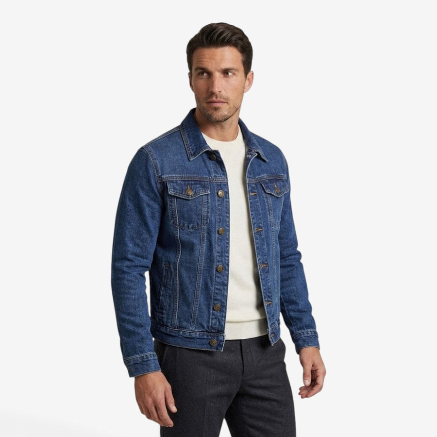 Men's Vintage Slim Fit Denim Jacket Classic Lapel Casual Everyday Wear