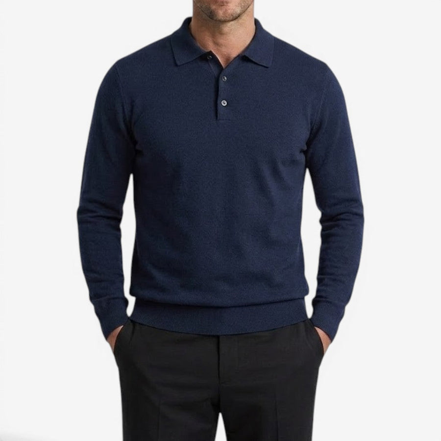 Men's Warm Knit Jumper Long Sleeve Collared Button-Up Stylish Casual