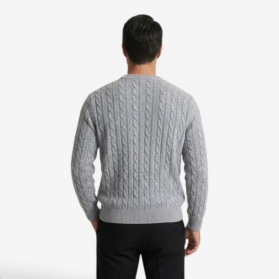Men's Warm Cable Knit Jumper Crew-Neck Long Sleeve Casual Everyday Wear