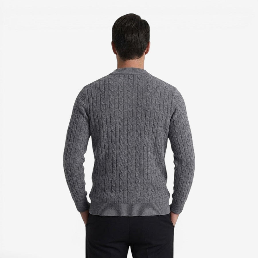 Men's Warm Cable Knit Quarter Zip Jumper Cozy Fit Long Sleeve Casual Winter