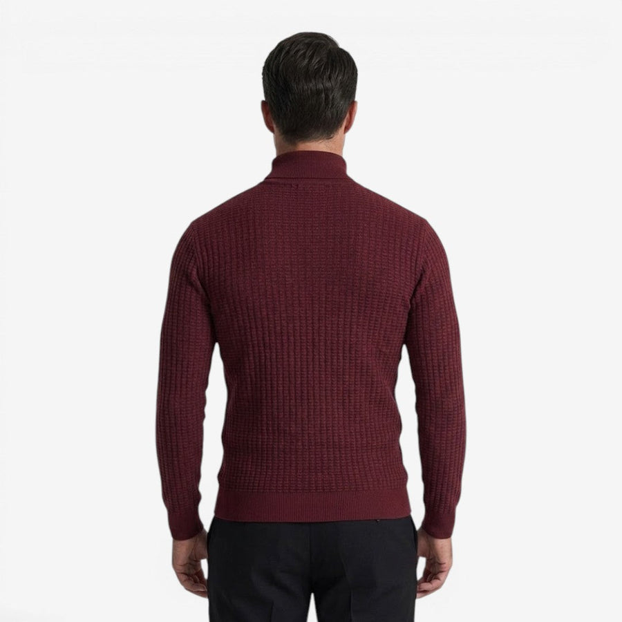 Men's Textured Knit Roll-Neck Jumper Slim Fit Long Sleeve Warm Winter Knitwear