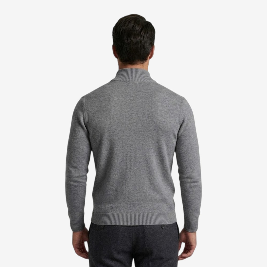 Men's Casual Knit Quarter Zip Jumper Relaxed Fit Long Sleeve Layering