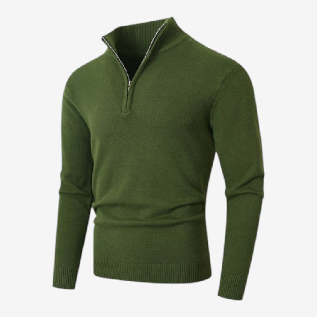 Men's Casual Knit Quarter Zip Jumper Relaxed Fit Long Sleeve Layering