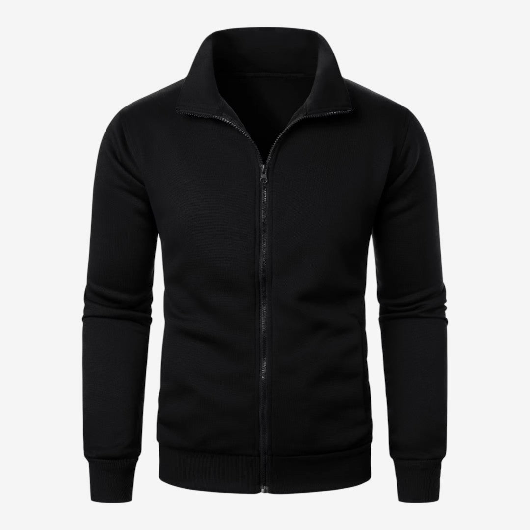 Men's Casual Knit Jacket Zip Closure Stand Collar Pockets Everyday Wear