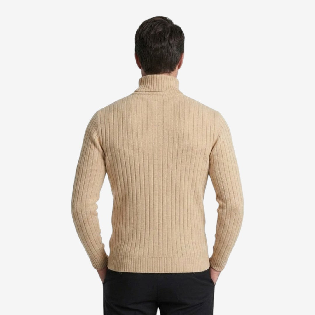 Men's Ribbed Roll-Neck Knit Jumper Slim Fit Stylish Casual Wear