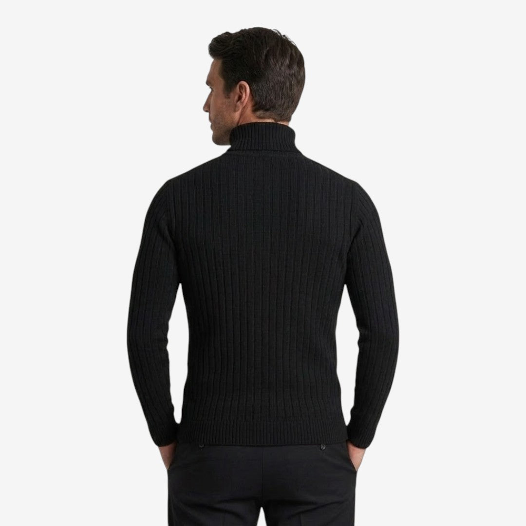Men's Ribbed Roll-Neck Knit Jumper Slim Fit Stylish Casual Wear