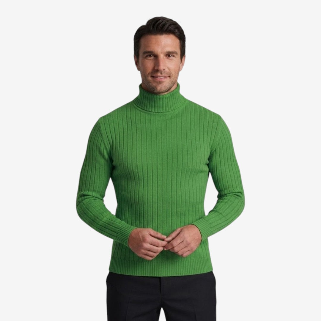 Men's Ribbed Roll-Neck Knit Jumper Slim Fit Stylish Casual Wear