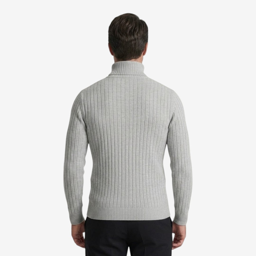 Men's Ribbed Roll-Neck Knit Jumper Slim Fit Stylish Casual Wear