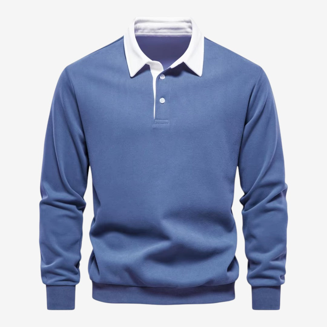 Men's Knit Polo Jumper Long Sleeve Collared Casual Autumn Winter Style