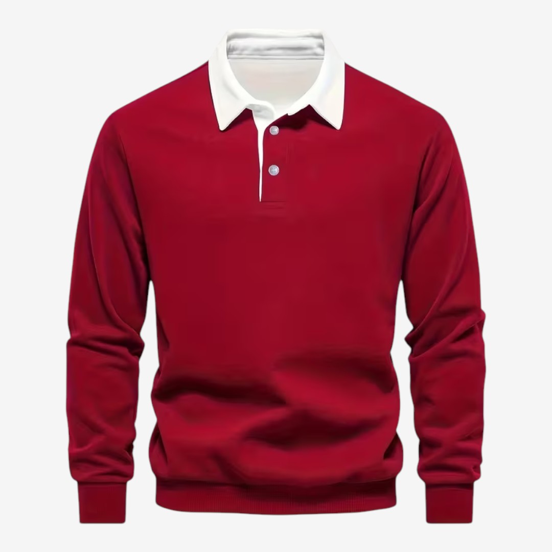 Men's Knit Polo Jumper Long Sleeve Collared Casual Autumn Winter Style
